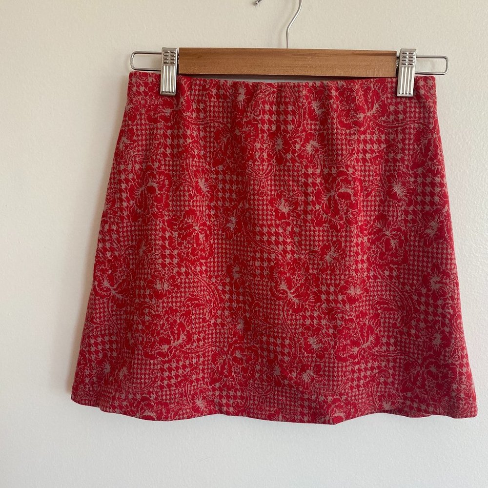 Urban Outfitters Red Houndstooth mini skirt